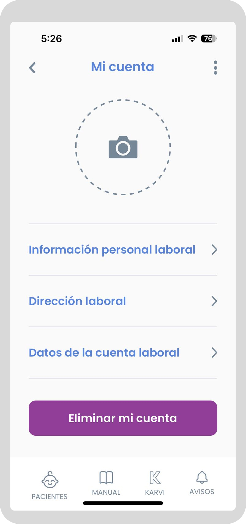 Eliminar cuenta de Karvi App - Paso 3
